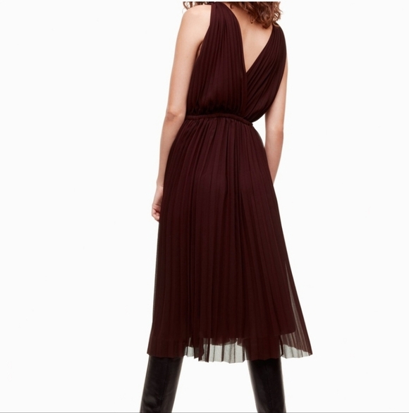 ARITIZA WILFRED BRICK COLOR PLEATED DRESS V NECK A-LINE SZ MEDIUM - Picture 3 of 13